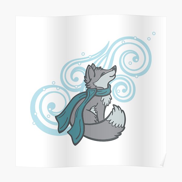 Swirling Snow Fox Poster
