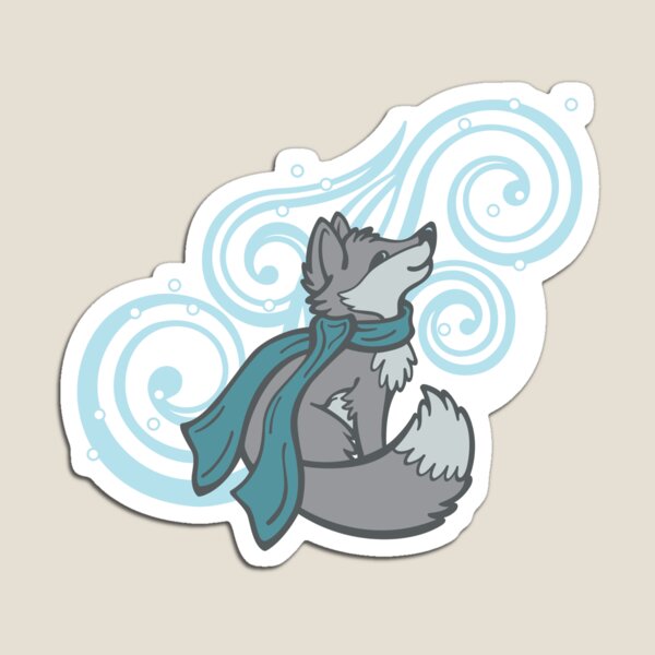 Swirling Snow Fox Magnet