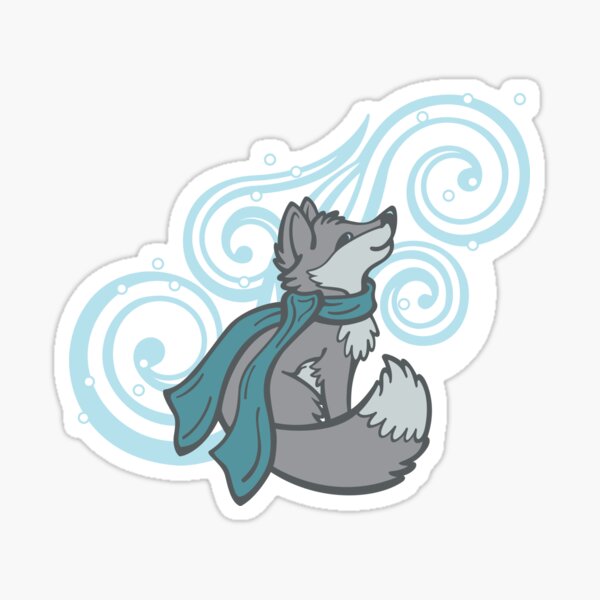 Swirling Snow Fox Sticker