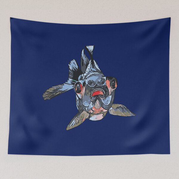 Item preview, Cartoon Style Blackmoor Goldfish With Gaping Mouth designed and sold by taiche.