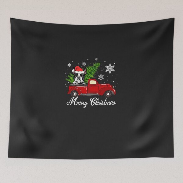 Item preview, Boston Terrier Dog Riding Red Truck Merry Christmas Pajama Sweatshirt designed and sold by minhyroa.