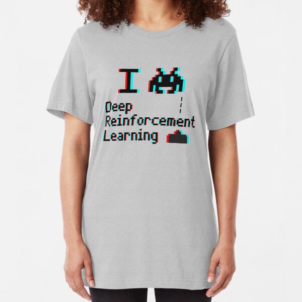 I heart deep reinforcement learning (8-bit 3D) Slim Fit T-Shirt