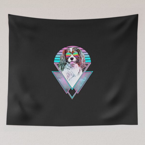 Item preview, Cavalier Spaniel Dog Vintage Retro Vaporwave Beach Vibe Sweatshirt designed and sold by minhyroa.