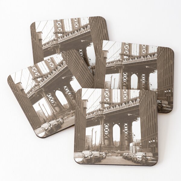 Item preview, New York Streets, Streets, New York, Brooklyn Bridge, Sepia designed and sold by Magic Love Art Print.