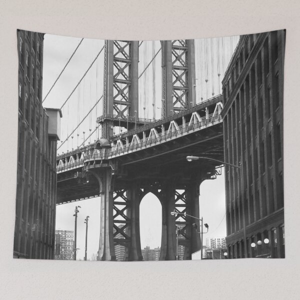 Item preview, New York Streets, Streets, New York, Brooklyn Bridge, Black and White designed and sold by Magic Love Art Print.