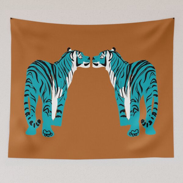 Item preview, Blue Tiger with Orange background designed and sold by belettelepink.