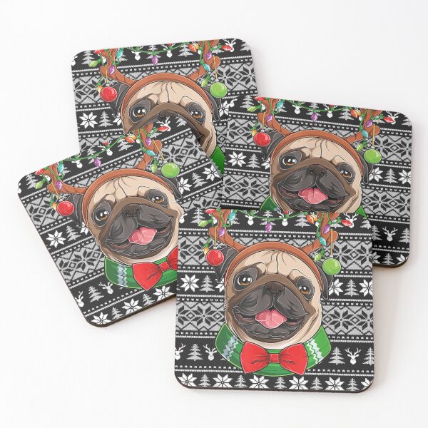Aperçu de l'œuvre Chandail laid Noël Pug Dog Head Xmas Pug Dog créée et vendue par maich45.