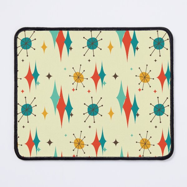 Item preview, Retro Atomic Burst and Diamonds Mid Century Modern in Orange, Blue & Cream designed and sold by lovevisionkarma.