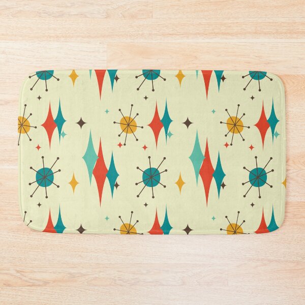 Item preview, Retro Atomic Burst and Diamonds Mid Century Modern in Orange, Blue & Cream designed and sold by lovevisionkarma.
