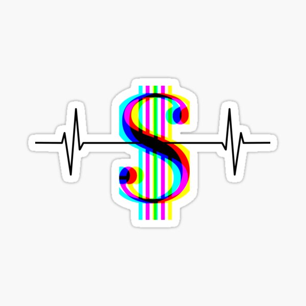 Retro colored dollar heartbeat Sticker