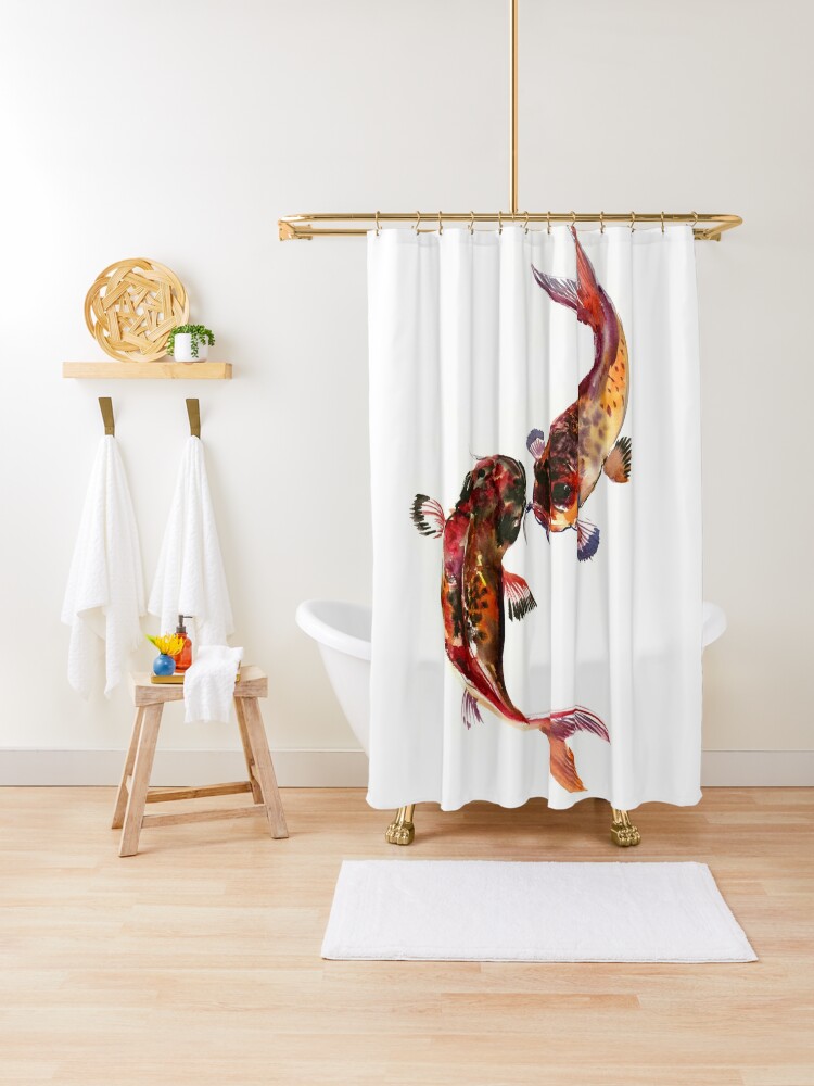 KOI Fish Feng Shui Art, Two Koi Shower Curtain for Sale by