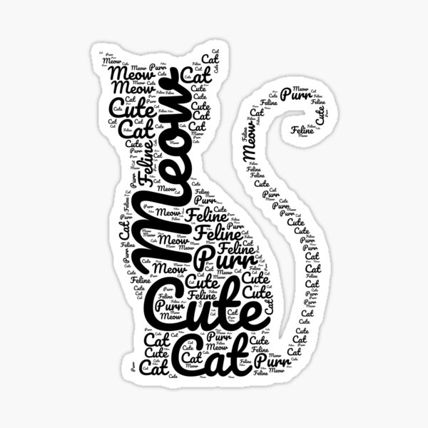 "Sitting cute cat word cloud design " Sticker by philbraxton Redbubble