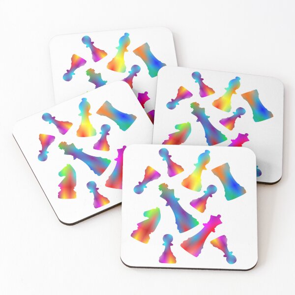 Item preview, Colorful Chess Pieces Chaos on White designed and sold by Shapes-Mania.