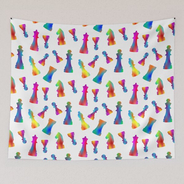 Item preview, Colorful Chess Pieces Chaos on White designed and sold by Shapes-Mania.