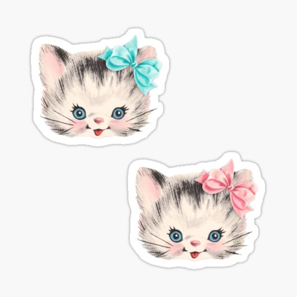 vintage kitten set Sticker