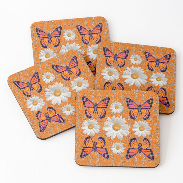 Item preview, MONARCH BUTTERFLIES WHITE DAISY FLOWER PATTERNS ART designed and sold by sharlesart.