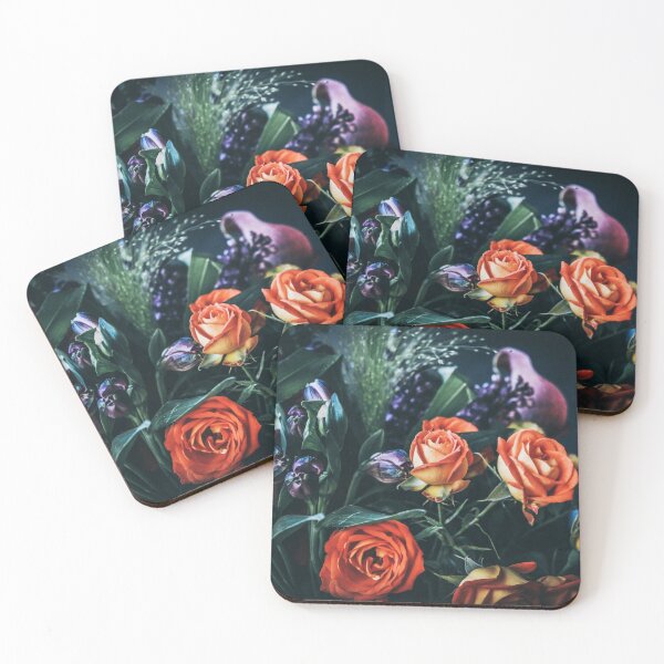 Item preview, Flower Bouquet With Orange Roses Purple Flowers designed and sold by ONORMAL.