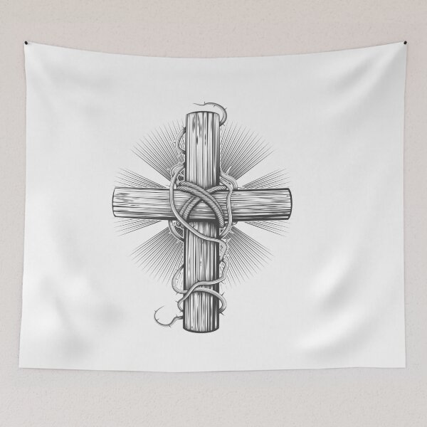 Item preview, Hand Drawn Cross in Thorns designed and sold by devaleta.