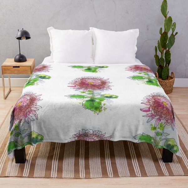 Item preview, chrysanthemum watercolor with a contour in a sketch manner designed and sold by sonaadalian.