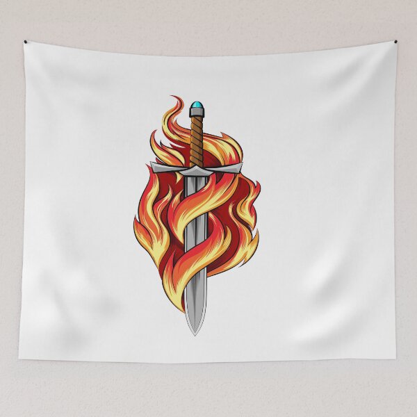 Item preview, Sword Burning in a Flame Tattoo designed and sold by devaleta.