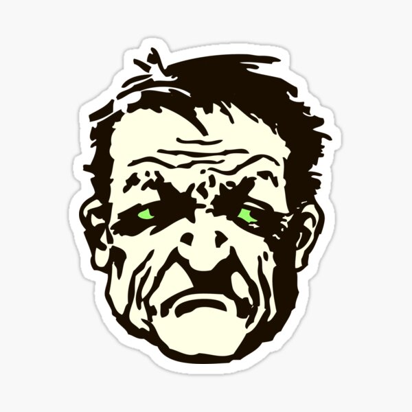 Crazy Eyes on a Wrinkled Face Sticker