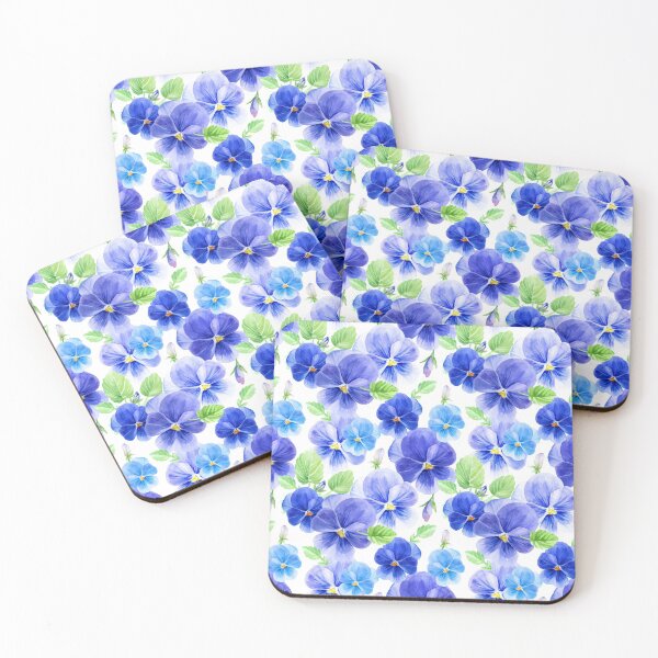 Item preview, Vintage Watercolor Vibrant Blue Pansy Flowers designed and sold by silviaol.