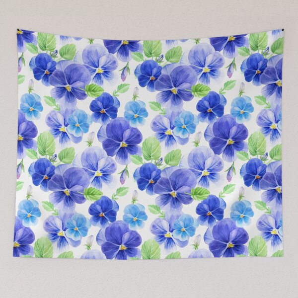 Item preview, Vintage Watercolor Vibrant Blue Pansy Flowers designed and sold by silviaol.