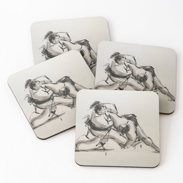 Item preview, Sumo #6 - Sumo wrestlers ink wash painting on paper; designed and sold by Rebecca Rees.