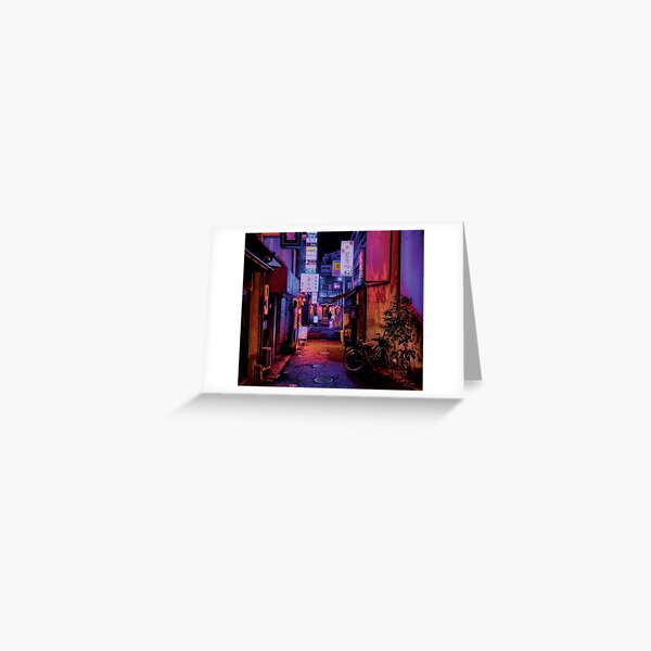 late night in japanese alleyway in kyoto Greeting Card