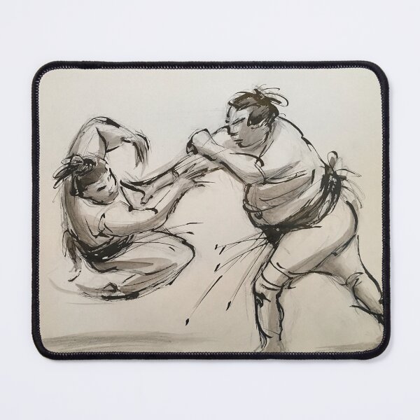 Aperçu de l'œuvre Sumo #7 - Lutteurs de sumo, lavis d'encre sur papier créée et vendue par Rebecca Rees.