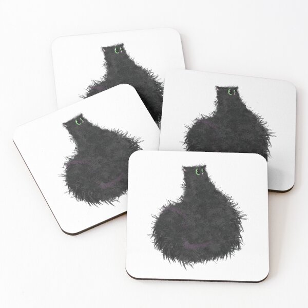 Item preview, Fluffy Black Cat with Green Eyes designed and sold by JadedLilacsArt.