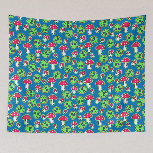 Aperçu de l'œuvre 65 MCMLXV Trippy Aliens and Shrooms Pattern créée et vendue par 65 MCMLXV.