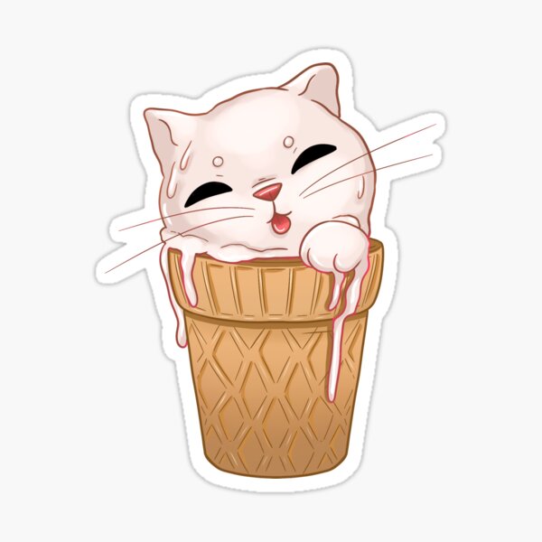 "Ice Cream Cat Vanilla" Sticker for Sale by themagicbox Redbubble