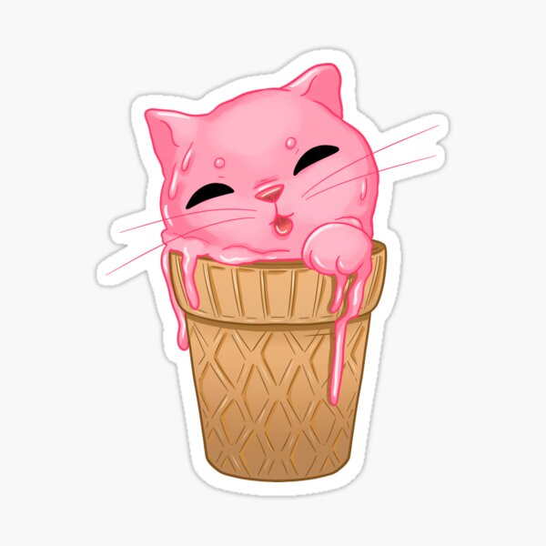 "Ice Cream Cat Strawberry" Sticker for Sale by themagicbox Redbubble