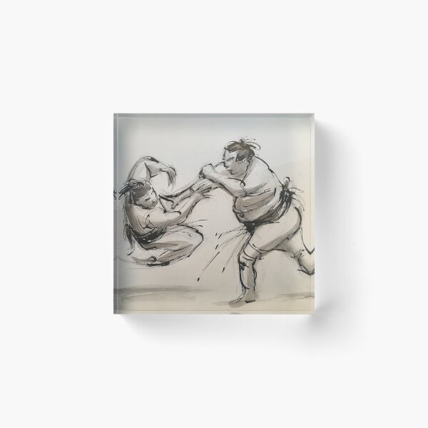 Aperçu de l'œuvre Sumo #7 - Lutteurs de sumo, lavis d'encre sur papier créée et vendue par Rebecca Rees.