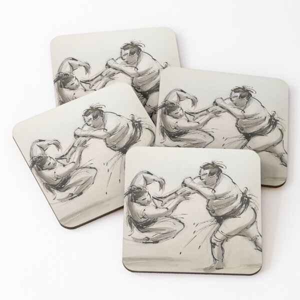Item preview, Sumo #7 - Sumo wrestlers ink wash painting on paper designed and sold by Rebecca Rees.