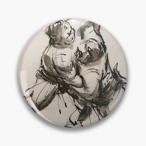 Item preview, Sumo #5 - Sumo wrestlers ink wash painting on paper designed and sold by Rebecca Rees.