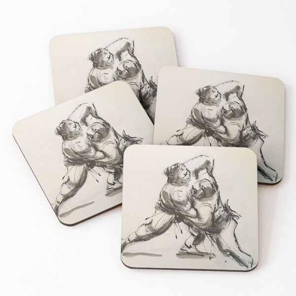 Item preview, Sumo #5 - Sumo wrestlers ink wash painting on paper designed and sold by Rebecca Rees.