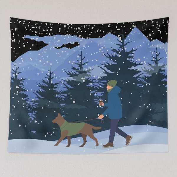 Item preview,    DOG WALK IN THE SNOW designed and sold by PotluckPrints.