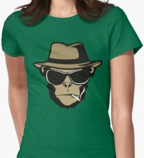 Cool Monkey Smoking Apes T-shirt Gorilla Head Face Tshirt Women's Fitted T-Shirt
