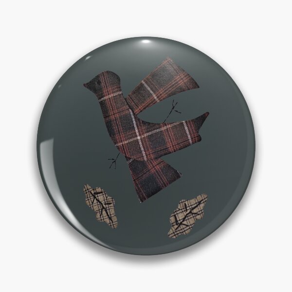 Item preview, bird, debu leaves, fauna, folk, tartan pieces, fabric collage designed and sold by NessArtByEwa.