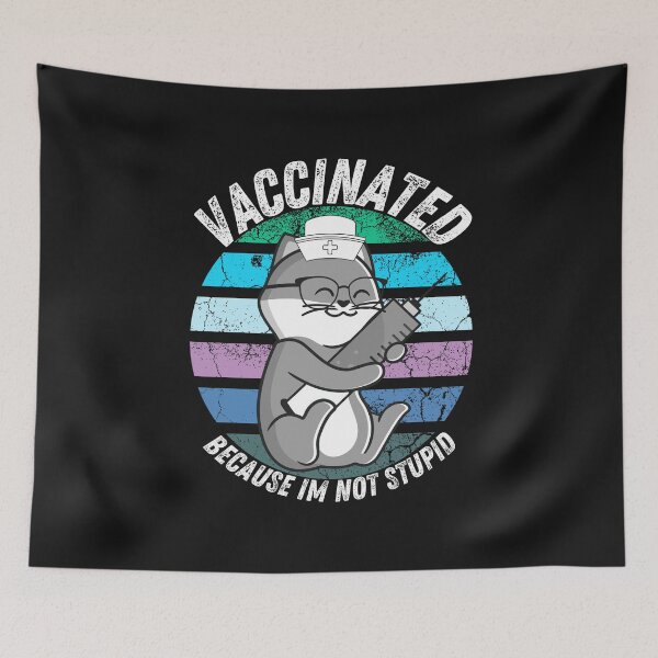 Item preview, Cute Nurse Gray Cat Vaccinated Because I'm Not Stupid designed and sold by AmeliaStore1.