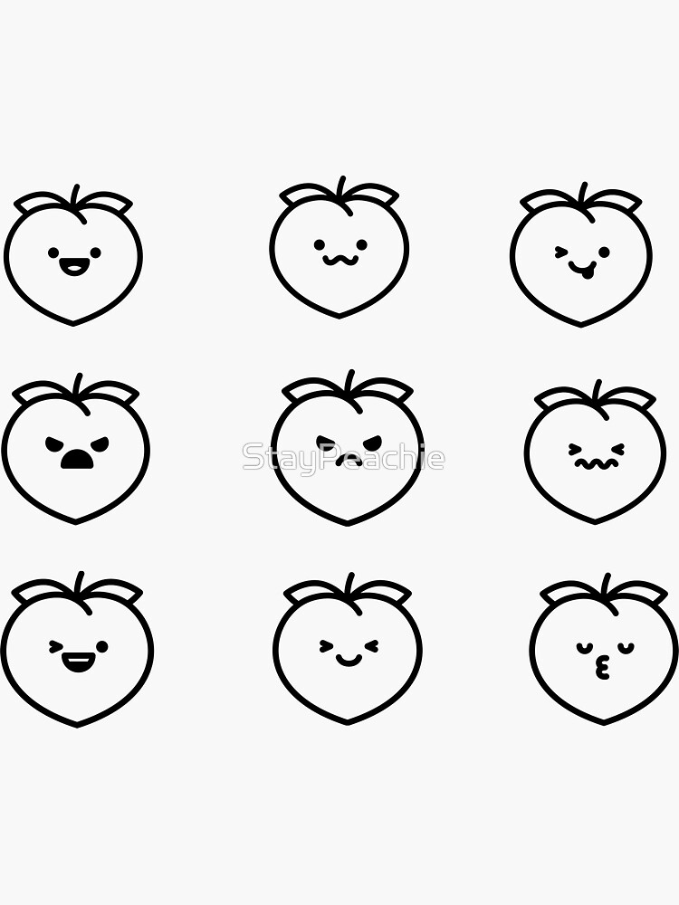 "Peach Emoji Sticker Pack" Sticker for Sale by StayPeachie Redbubble