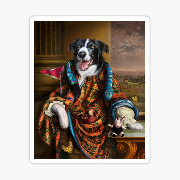 Border Collie Dog Portrait - Mic Sticker