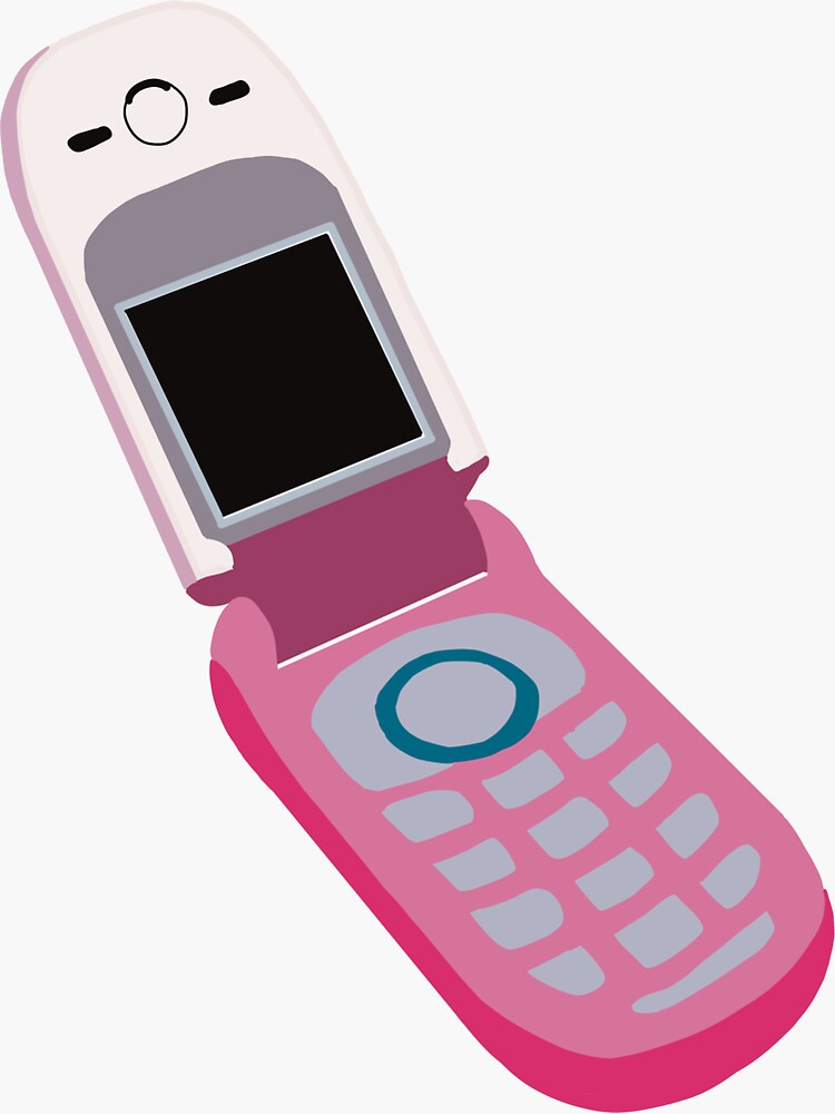 Pink flip phone Y2K sticker design Sticker for Sale by oliviarosegreen