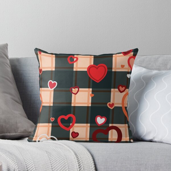 Item preview, Valentine Plaid - Hearts, Red, Black, Peach, Pink, Gray designed and sold by aZillionLines.