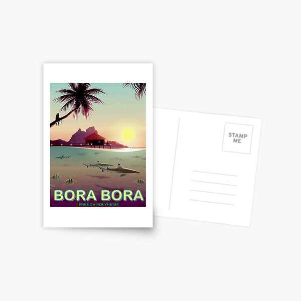 Carte Postale Tahiti Vintage Travel To Bora Bora Advertising Print Par Posterbobs Redbubble