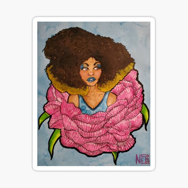 Item preview, Black women and flowers series. Emerging Beauty. designed and sold by Art-indulgence.