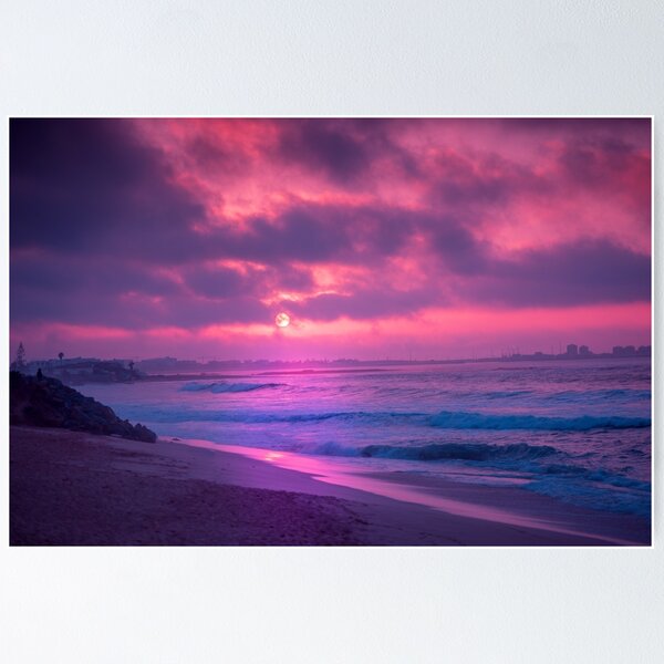 Pink & Purple Cotton Candy Beach Sunset Poster for Sale by newburyboutique