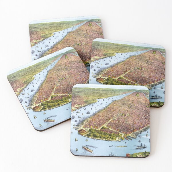 Item preview, La ciudad de Nueva York - Vista de pájaro, 1879. designed and sold by vintagemapstore.